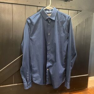 Express 1MX Extra Slim Fit Men's Blue Dress Shirt - Size M